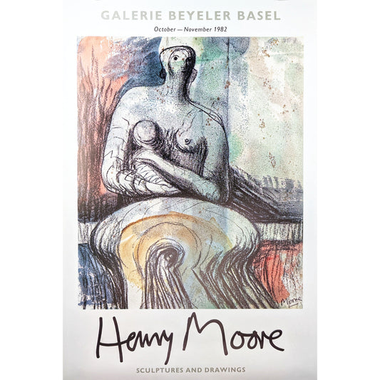 Henry Moore exhibition poster Seated Mother and Child 1982