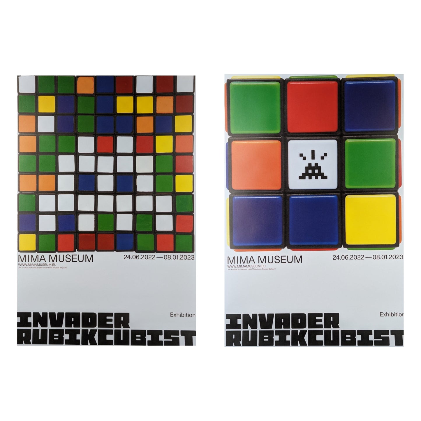 Invader Rubikcubist original exhibition poster set of 2